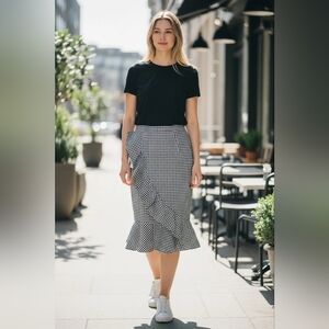 Missguided Aline Pencil Ruffle Plaid Checked Skirt Size 2